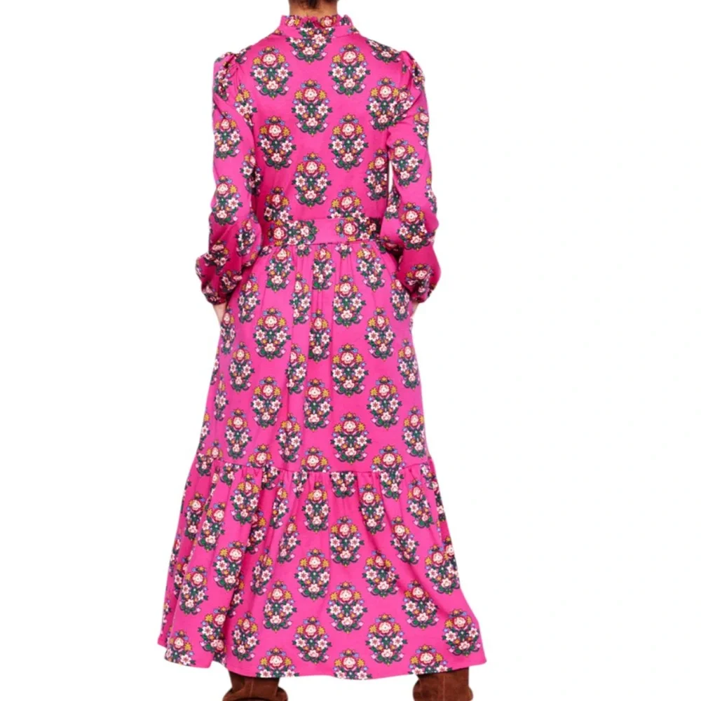 Boden Fuchsia Floral Long Sleeve Dress - Picture 3 of 16